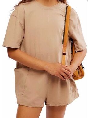 NWT Free People hot shot romper in Mocha Latte
